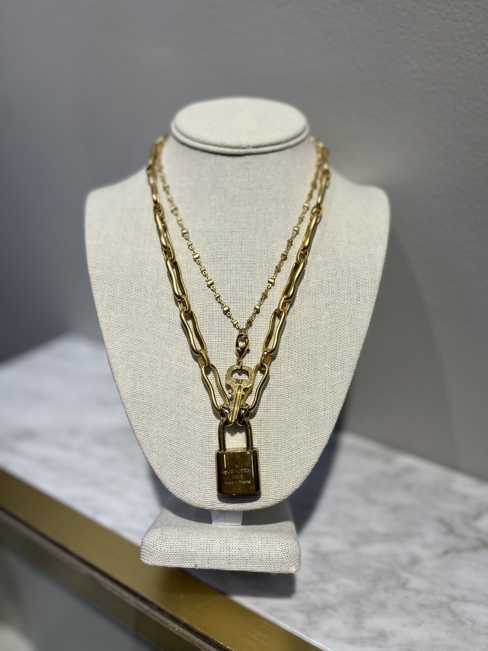 Silver Louis Vuitton Lock Necklace  Vintage Vogue Lux