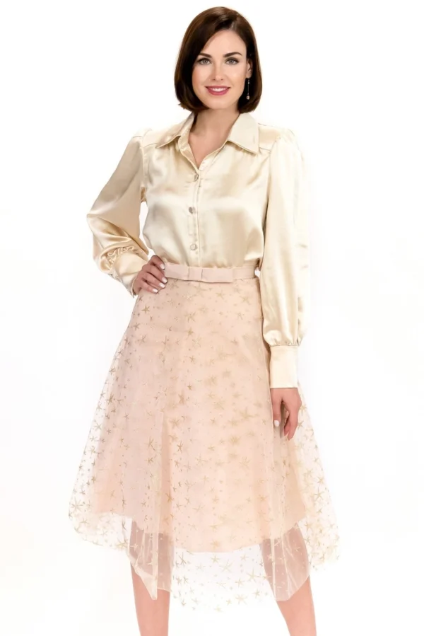 Beatrisa Metallic Tulle Skirt